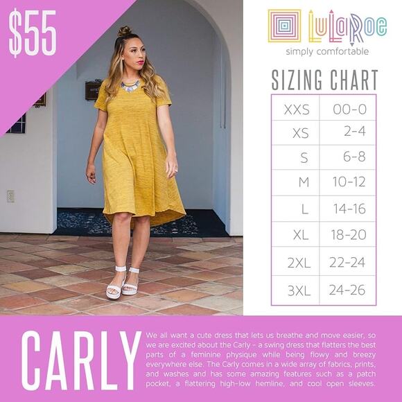 Lularoe Carly High Low Swing Dress Yellow and Navy Blue Print Size Medium - Picture 6 of 6